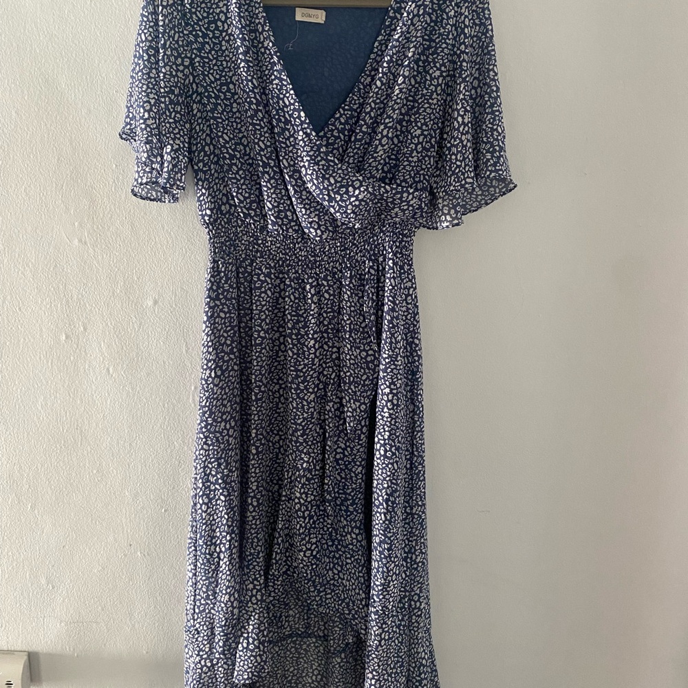 Chicwish Blue High Low Sundress with Flutter Sleeves